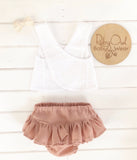 Blush Linen Pinafore Set
