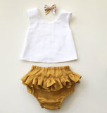 Amber Linen Pinafore Set