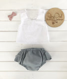 Duck Egg Linen Pinafore Set