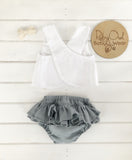 Duck Egg Linen Pinafore Set