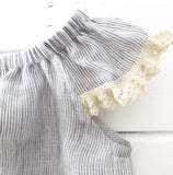 Farmhouse Collection Pinstripe Linen Rompers - 2 options