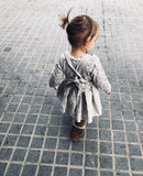 Linen suspender bib skirt