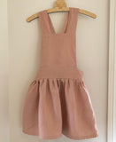 Linen suspender bib skirt