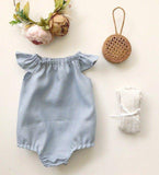 Duck Egg Blue Linen Romper or Swing Top