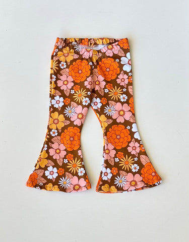 Brown Floral Flares