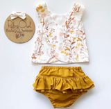 Wildflower Pinafore and Amber Linen Bloomer Set