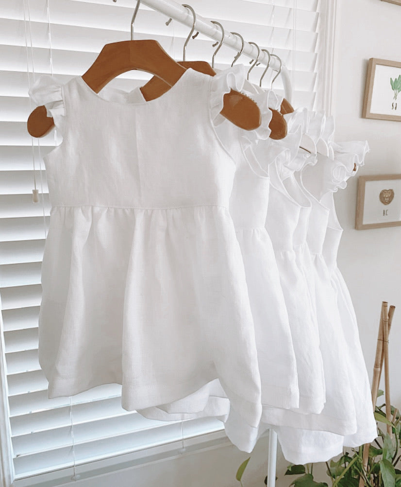 Linen Ruffle Dress Rubyowl Baby and Children Wear Linen Ruffle Dress Rubyowl Baby and Children Wear